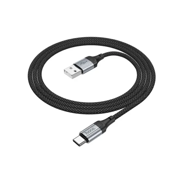 Дата кабель USB 2.0 AM to USB-C 1.0m 3A nylon X102 black HOCO (6942007608770)