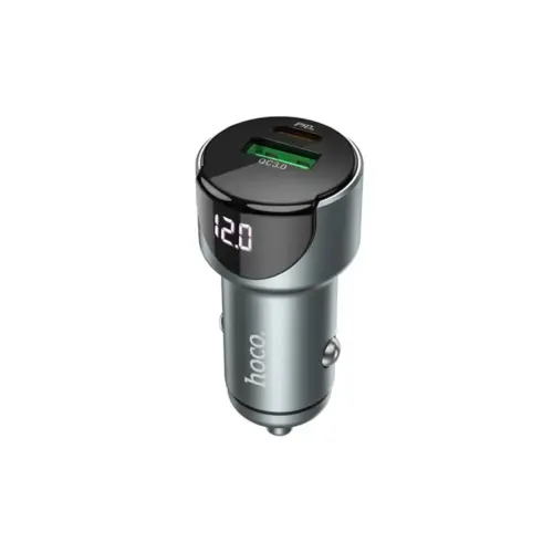 Зарядний пристрій HOCO 1xUSB-C PD20W + 1xUSB QC3.0 car adapter Z42 gray (6931474742551)