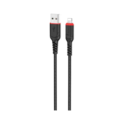 Дата кабель USB 2.0 AM to Lightning 1.0m 2.4A nylon X59 black HOCO (6931474744869)