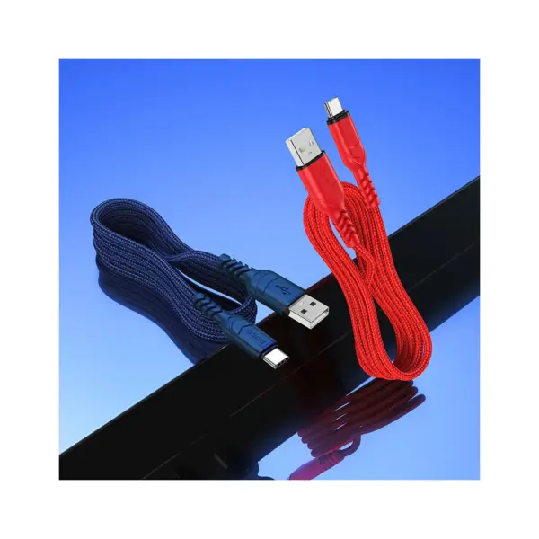 Дата кабель USB 2.0 AM to USB-C 1.0m 3A nylon X59 blue HOCO (6931474744944)
