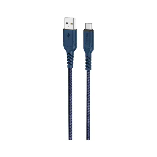 Дата кабель USB 2.0 AM to USB-C 1.0m 3A nylon X59 blue HOCO (6931474744944)