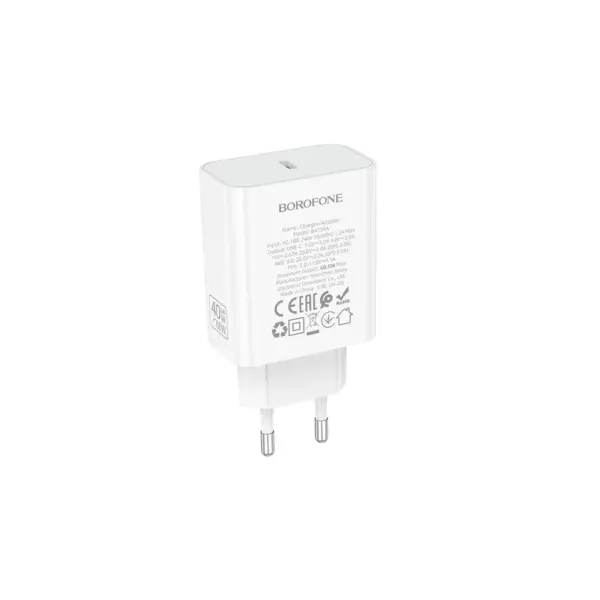 Зарядний пристрій BOROFONE BA109A USB-C PD40W white (6941991126888)