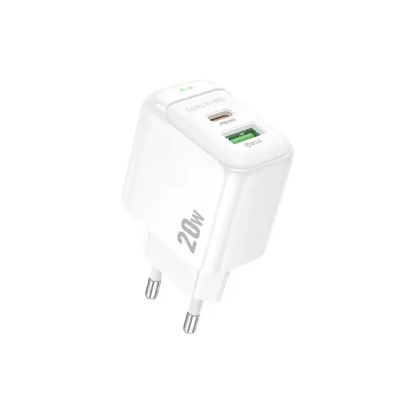 Зарядний пристрій BOROFONE BAS44A 1xUSB-C PD20W + 1xUSB QC3.0 white (6941991113840)