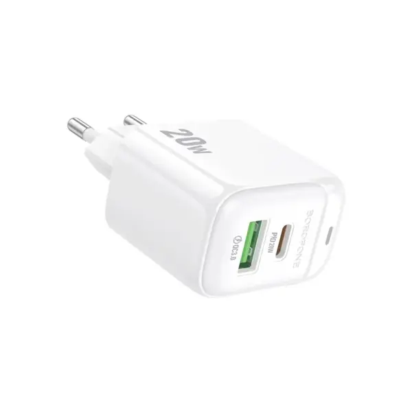 Зарядний пристрій BOROFONE BAS44A 1xUSB-C PD20W + 1xUSB QC3.0 white (6941991113840)