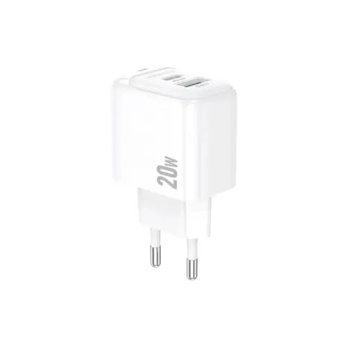 Зарядний пристрій BOROFONE BAS44A 1xUSB-C PD20W + 1xUSB QC3.0 white (6941991113840)