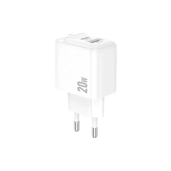 Зарядний пристрій BOROFONE BAS44A 1xUSB-C PD20W + 1xUSB QC3.0 white (6941991113840)