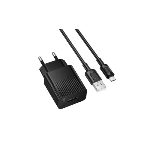 Зарядний пристрій BOROFONE BAS71A USB + cable USB to Micro 5P 2.1A black (6941991122590) Зарядний пристрій BOROFONE BAS71A USB + cable USB to Micro 5P 2.1A black (6941991122590)