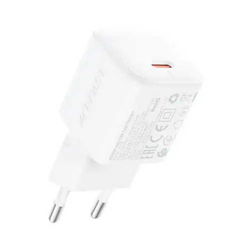 Зарядний пристрій Acefast A118 USB-C PD30W GaN white (6974316285366)