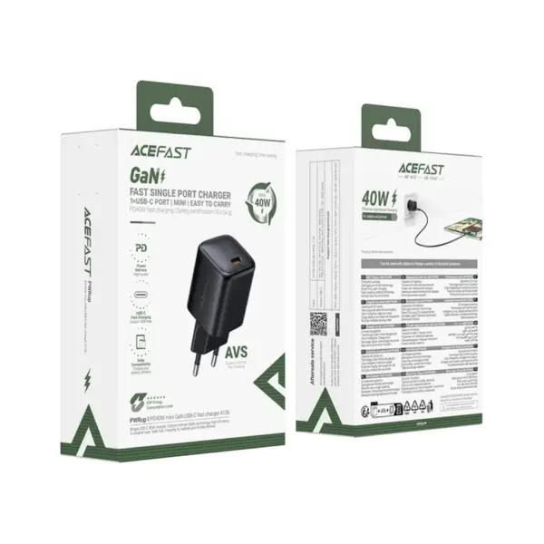 Зарядний пристрій Acefast A136 USB-C PD40W GaN black (6974316286233) Зарядний пристрій Acefast A136 USB-C PD40W GaN black (6974316286233)