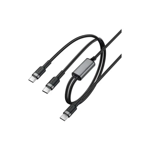 Дата кабель USB-C to 2xUSB-C 1.2m 100W nylon black Acefast (6974316285120)