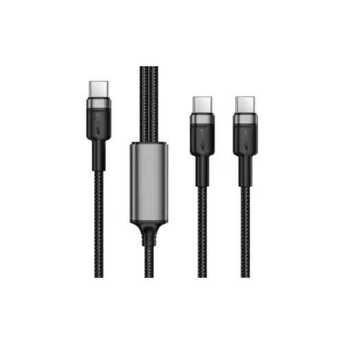 Дата кабель USB-C to 2xUSB-C 1.2m 100W nylon black Acefast (6974316285120)