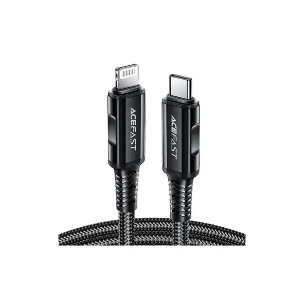 Дата кабель USB-C to Lightning 1.8m 30W 3A nylon black Acefast (6974316281306)