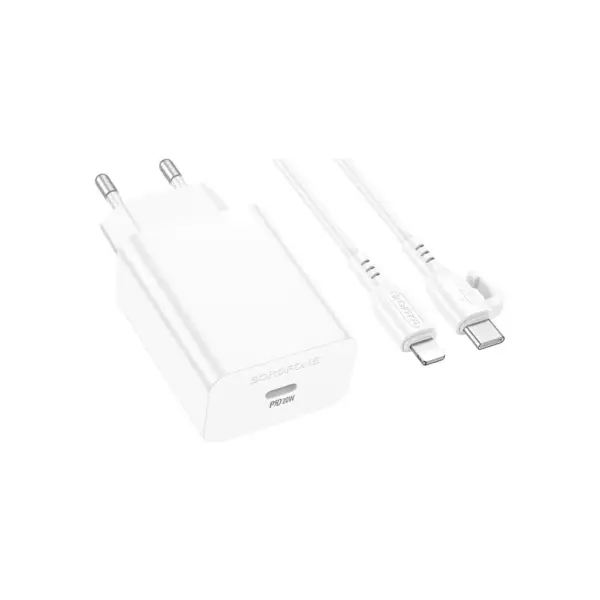 Зарядний пристрій BOROFONE USB-C PD20W + cable USB-C to Lightning white (6941991111419)