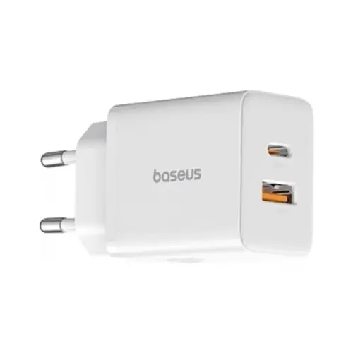 Зарядний пристрій Baseus 1xUSB-C PD30W + 1xUSB QC3.0 white (P10111404213-00)
