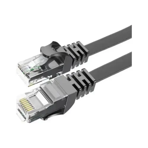Патч-корд 1м, UTP, сat 6, CU, AWG32, TopSpeed Cable Ethernet RJ45 Splitter Network Flat Cable, Black Essager (EXCWXB-JS01)