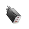 Зарядний пристрій Essager 2xUSB-C + 1xUSB PD67W QC4.0 FCP GaN black (ECT67W-LJB01-Z)