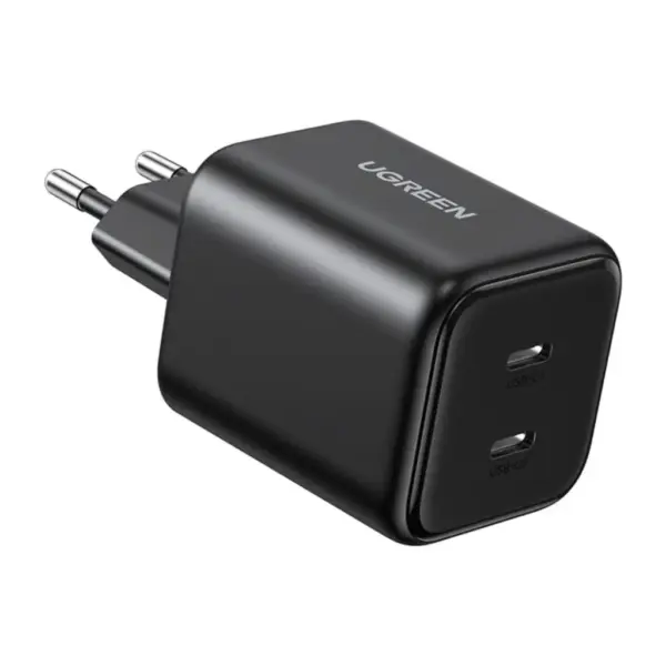 Зарядний пристрій Ugreen X526 2xUSB-C PD45W GaN black (65058)