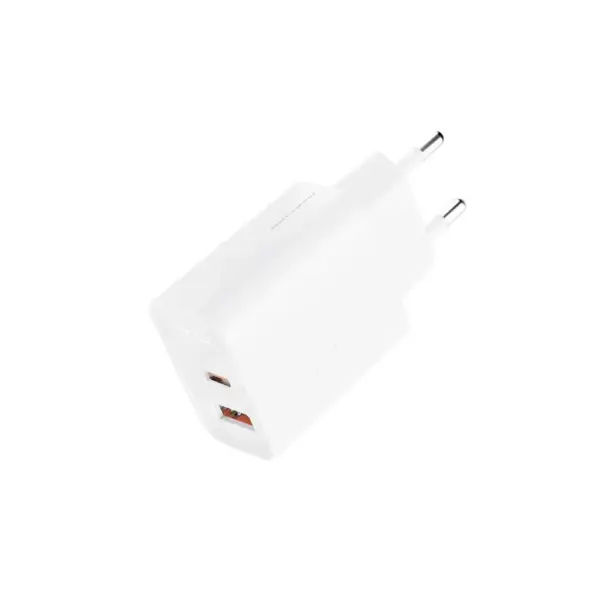 Зарядний пристрій XO QC16U 1xUSB-C PD30W + 1xUSB QC3.0 GaN white (XO-QC16U)