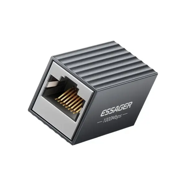 Зрощувач RJ45 8P8C Gigabit Coupler Black Essager (EZJRJK-XT0G-P)