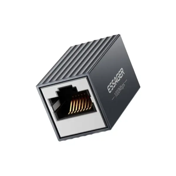 Зрощувач RJ45 8P8C Gigabit Coupler Black Essager (EZJRJK-XT0G-P)