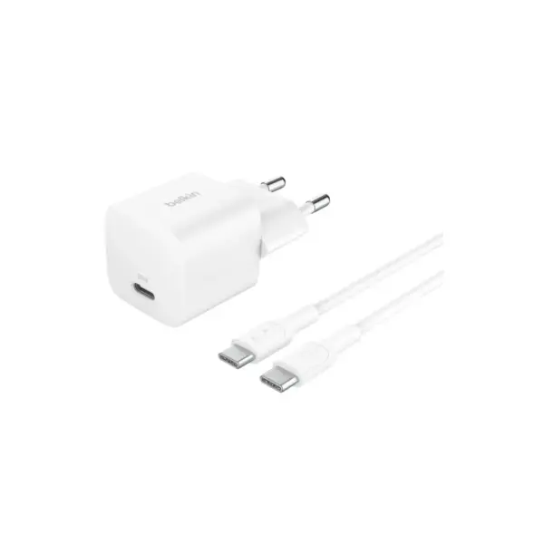 Зарядний пристрій Belkin USB-C PD25W PD3.1 + cable USB-C to USB-C 1.0m white (WCA012KQ1MWH-B6)