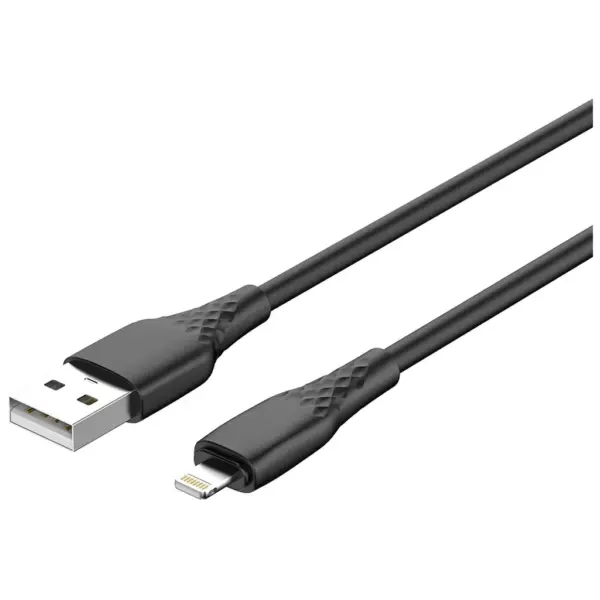 Дата кабель USB 2.0 AM to Lightning 2.0m 3A textured PVC black ColorWay (CW-CBUL095-BK)