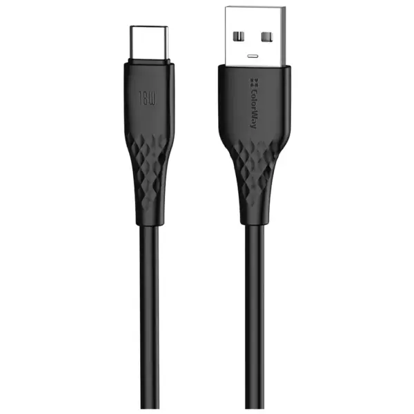 Дата кабель USB 2.0 AM to USB-C 2.0m 3A textured PVC black ColorWay (CW-CBUC095-BK) Дата кабель USB 2.0 AM to USB-C 2.0m 3A textured PVC black ColorWay (CW-CBUC095-BK)