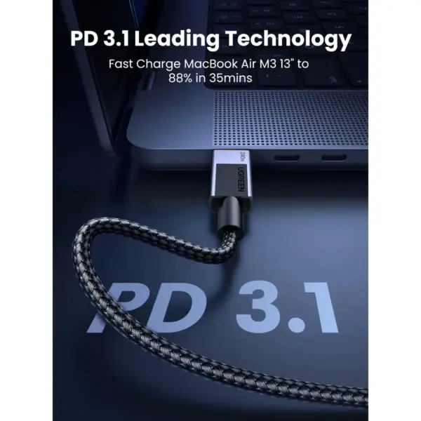 Дата кабель USB-C to USB-C 2.0m PD3.1 240W L513 gray Ugreen (45068)