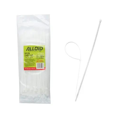 Стяжка Alloid 3.6х200мм, пластик, 100шт./уп., білий (PC-36200W)