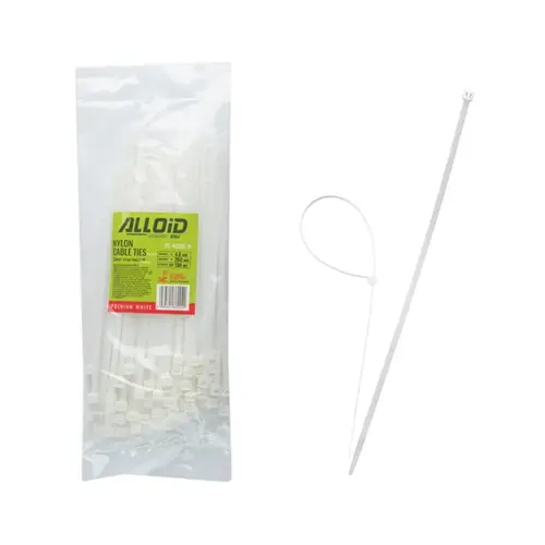 Стяжка Alloid 4.8х200мм, пластик, 100шт./уп., білий (PC-48200W)