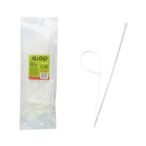 Стяжка Alloid 4.8х250мм, пластик, 100шт./уп., білий (PC-48250W)