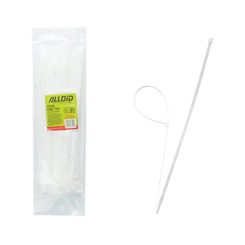 Стяжка Alloid 4.8х300мм, пластик, 100шт./уп., білий (PC-48300W)