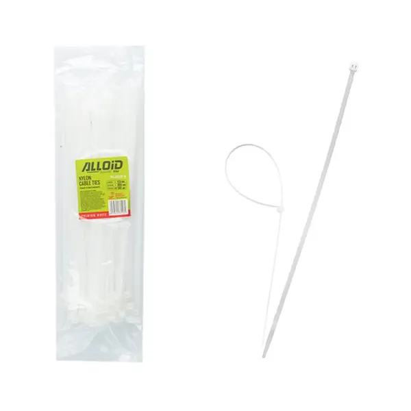 Стяжка Alloid 4.8х300мм, пластик, 100шт./уп., білий (PC-48300W)