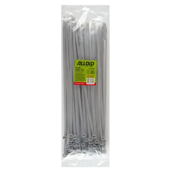 Стяжка Alloid 7.6х400мм, пластик, 100шт./уп., сірий (PC-76400G)