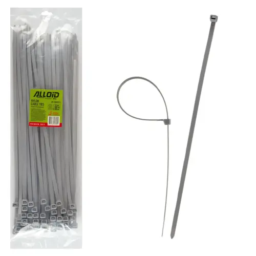 Стяжка Alloid 7.6х400мм, пластик, 100шт./уп., сірий (PC-76400G) Стяжка Alloid 7.6х400мм, пластик, 100шт./уп., сірий (PC-76400G)
