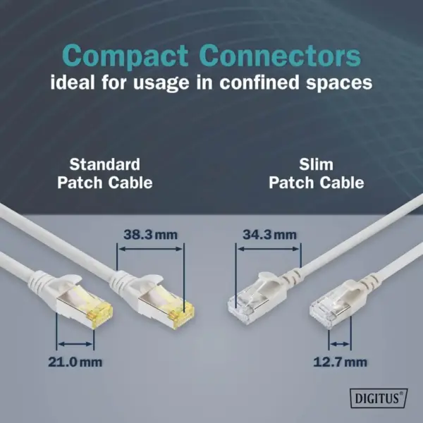 Патч-корд 0.5м, FTP, cat.6A, Sliim, AWG 32/7, Cu, LSZH, grey Digitus (DK-1632-A-005S)