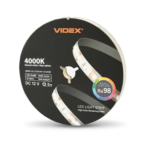 Світлодіодна стрічка Videx DC12V 60W 5M 4000K Ra98 IP20 5м (VL-LST28144-12124-B5)