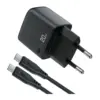 Зарядний пристрій Acefast USB-C 20W GaN + cable USB-C with digital display black (6974316284420)