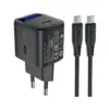 Зарядний пристрій Acefast USB-C 20W GaN + cable USB-C with digital display black (6974316284420)