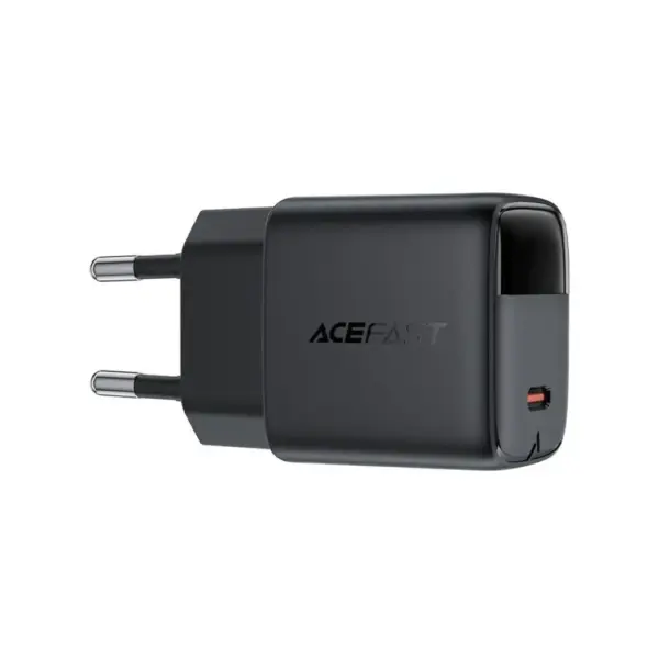 Зарядний пристрій Acefast USB-C 20W GaN with digital display black (6974316284413)