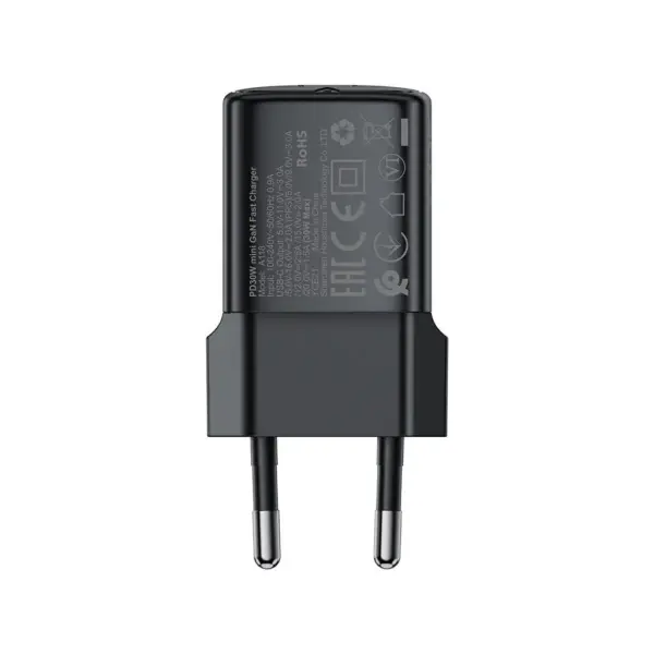 Зарядний пристрій Acefast USB-C 30W GaN + cable USB-C black (6974316285175)
