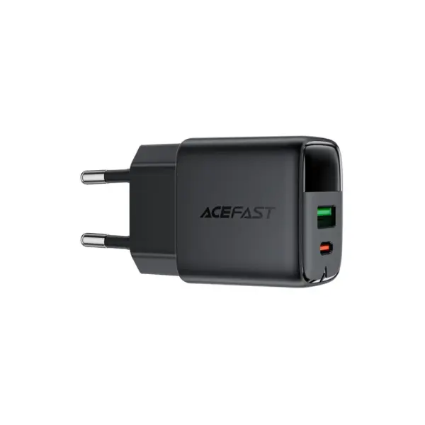 Зарядний пристрій Acefast 1xUSB-C + 1xUSB 35W GaN with digital display black (6974316284468)