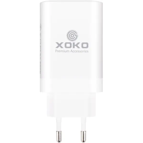 Зарядний пристрій XoKo 2xUSB-C PD65W + 1xUSB QC3.0 GaN white (XK-QC-630)