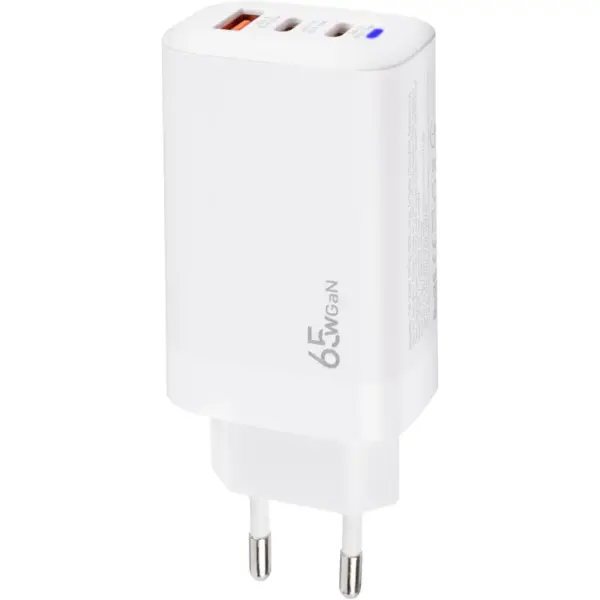 Зарядний пристрій XoKo 2xUSB-C PD65W + 1xUSB QC3.0 GaN white (XK-QC-630)
