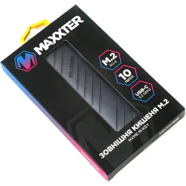 Кишеня зовнішня Maxxter USB-C USB 3.2 Gen2 M.2 NVMe PCI-E 10Gbps aluminum black (EHDE-2280S-01) Кишеня зовнішня Maxxter USB-C USB 3.2 Gen2 M.2 NVMe PCI-E 10Gbps aluminum black (EHDE-2280S-01)