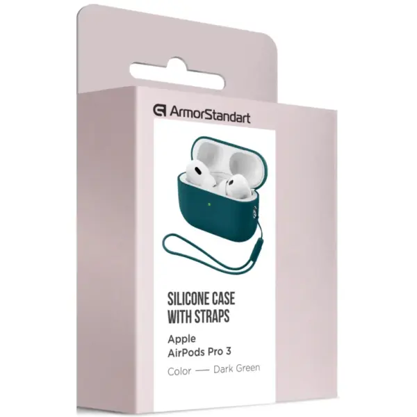Чохол для навушників Armorstandart Silicone Case with straps For Apple AirPods Pro 3 Dark Green (ARM91279)