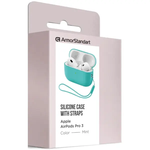 Чохол для навушників Armorstandart Silicone Case with straps For Apple AirPods Pro 3 Mint (ARM91282)