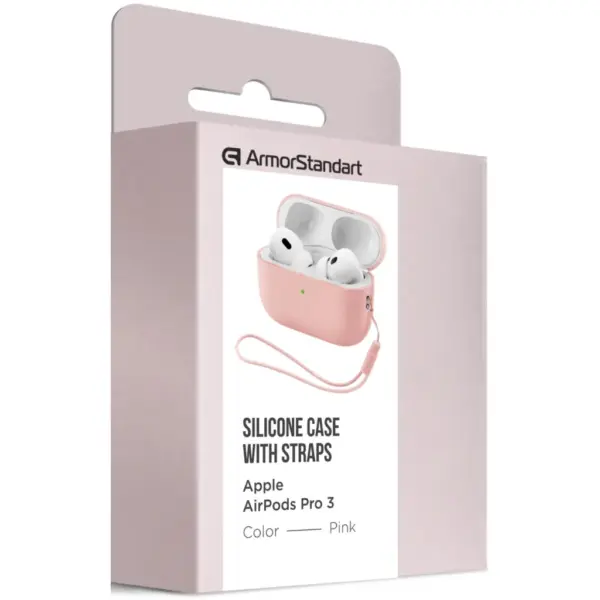 Чохол для навушників Armorstandart Silicone Case with straps For Apple AirPods Pro 3 Pink (ARM91283)