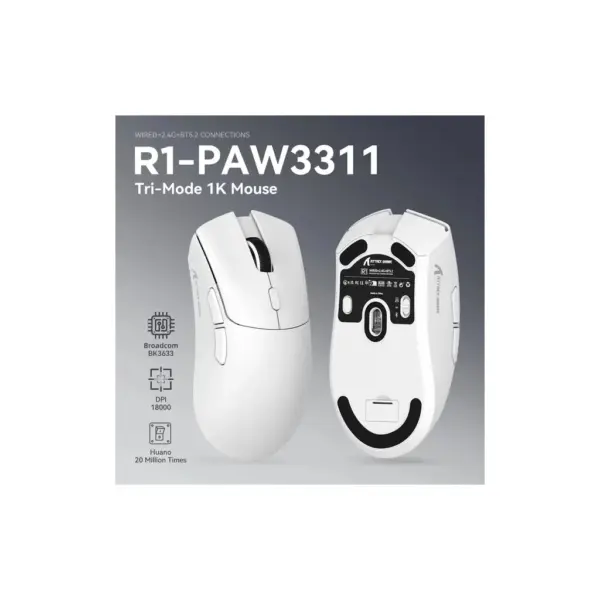 Мишка Attack Shark R1 Wireless/Bluetooth White (R1W_AS) Мишка Attack Shark R1 Wireless/Bluetooth White (R1W_AS)