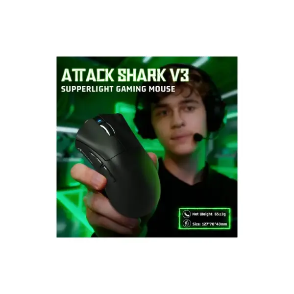 Мишка Attack Shark V3 Ultra-Light Wireless Black (V3B_AS)